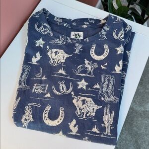 Free People Blue Western Print T-Shirt